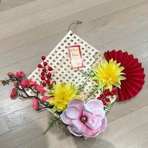 Vietnamese Lunar New Year - Floral Wall Decor with Red and Yellow Accents